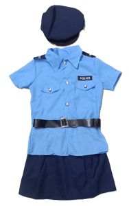 Kids Costumes to Hire - POLICE  Girl - Light blue shirt & Navy skirt